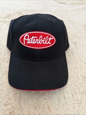 Peterbilt Black and Red Embroidered Logo Cap